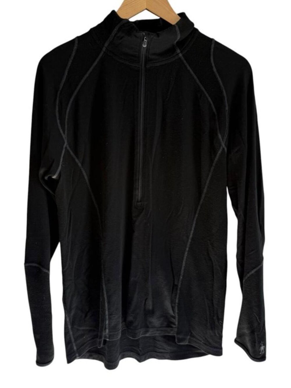 Smartwool 100% Merino Wool Black 3/4 Base Layer, Size Large